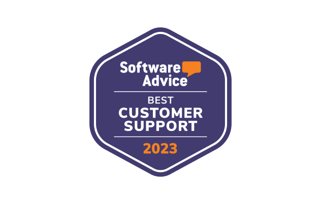 Software Advice Badge - Best Customer Support - 2023.